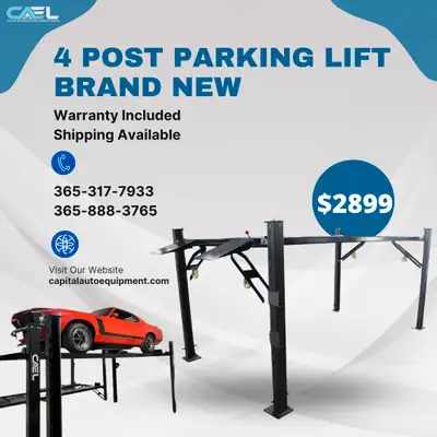 Easy Finance: Brand New Four Post Hoist Parking Lift 9000lbs 3 oil plastic tray included Free instal...