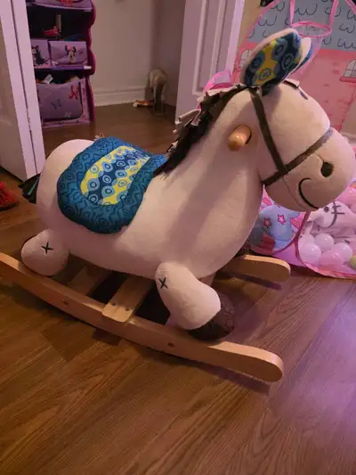 wooden rocking plush toy horse, View more