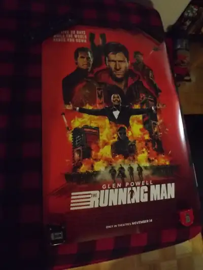 RUNNING MAN 2025 MOVIE POSTER:GLEN POWELL,C.DOMINGO, View more