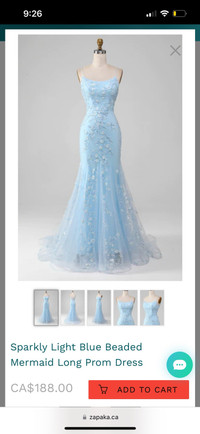 Blue mermaid style prom dress