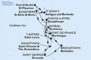 MSC WORLD EUROPA 14 nuits : Martinique, Guadeloupe, Barbades, View more