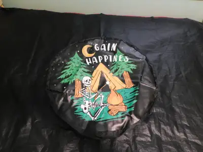 Blueshyhall Spare Tire Cover with Skull Pattern, Gain Happines Wheel Cover PU Leather Waterproof Dus...