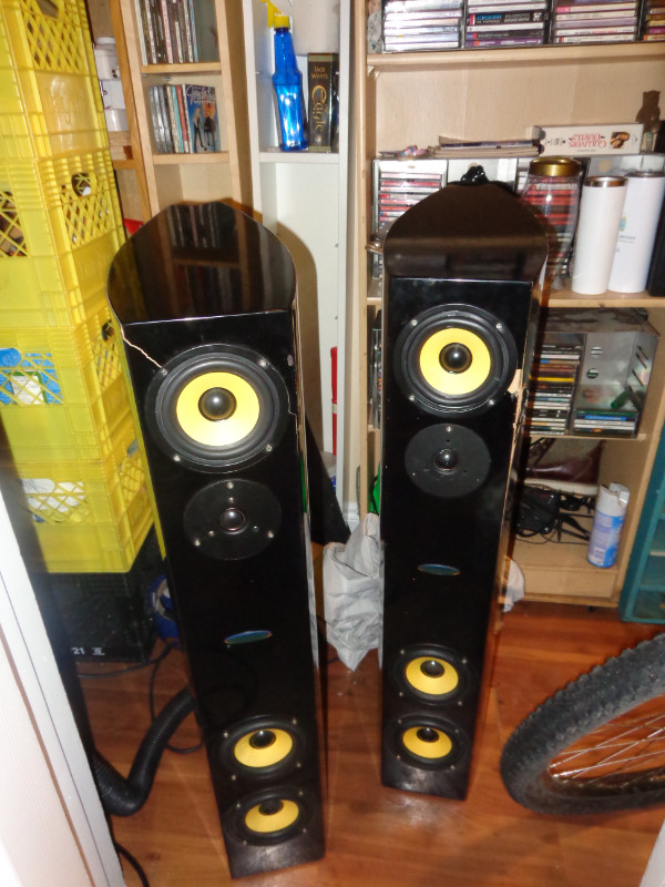 Accusound Upright Tower Speakers ES 55 Significant Damage $100 in General Electronics in Edmonton