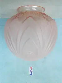Art Deco Pink Glass Drape Pattern Globe Lamp Shade Table, Ceilin