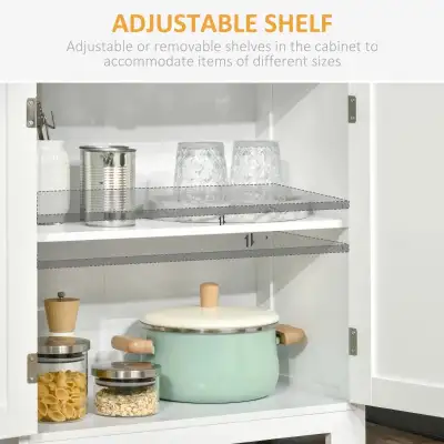 63" Small Buffet with Hutch, 4-Door Kitchen Pantry, Freestanding, View more