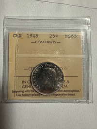 Canada 1948 25 cents iccs ms 63 