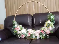 30" Gold Metal Hoop With Floral Decor.  Only One Avai