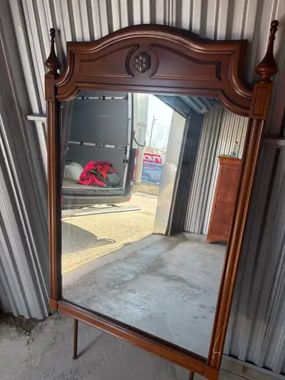 Free delivery used Vintage Wood Mirror with Ornate Top, View more