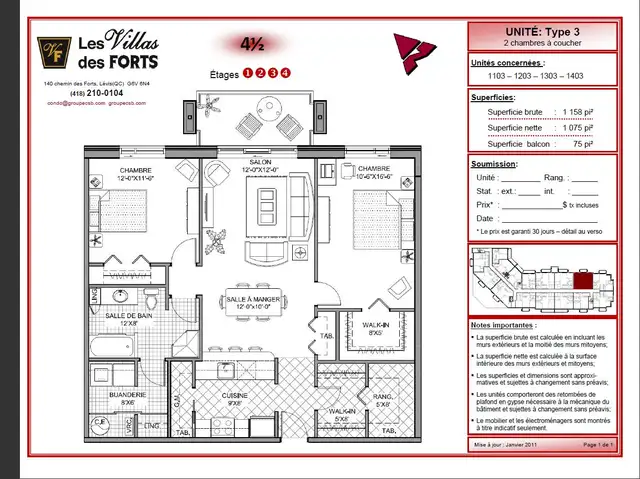 Superbe condo d'exception spacieux et très éclairé de type 4½ in Long Term Rentals in Lévis - Image 2