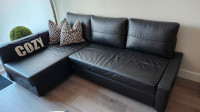 Ikea Leather Sectional and Lamp