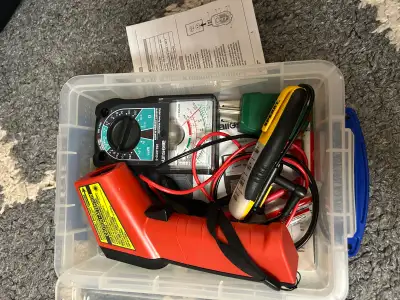 This is a used Allosun Multimeter, perfect for various electrical testing needs. It comes with all t...