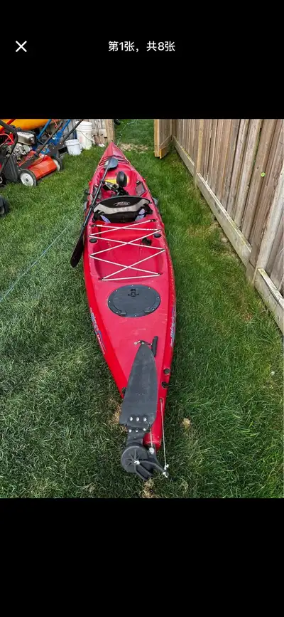 This boat is sold. The current one is yellow and in better condition. It has been upgraded with foot...