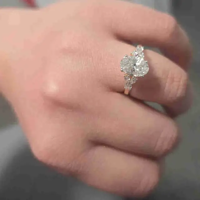 2.03 Carets - Oval Diamond Gold Ring (Size 8-8.5)