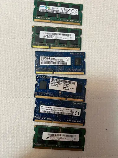 qty 6 of 4gb DDR Ram, for laptops , View more