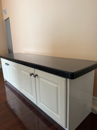 Custom White and Black Granite Bench