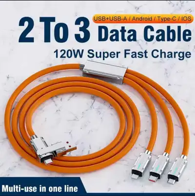 3 In 1 Type-C Lightning Micro USB Phone Fast Charging Data Cable, View more