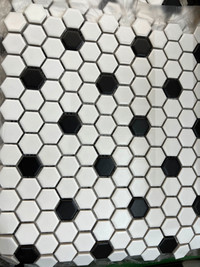IN STOCK DEAL - BLACK AND WHITE HONEYCOMB HEXAGON MOSAIC SALE!