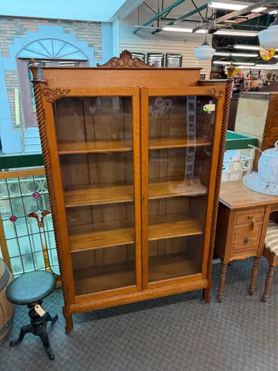 Beautiful solid oak display cabinet , View more