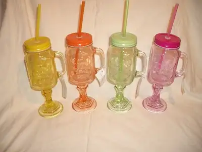 Glass Stemmed Mason Jar (Set of 4) New, View more
