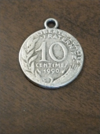Unidentified 10 centimes France medallion