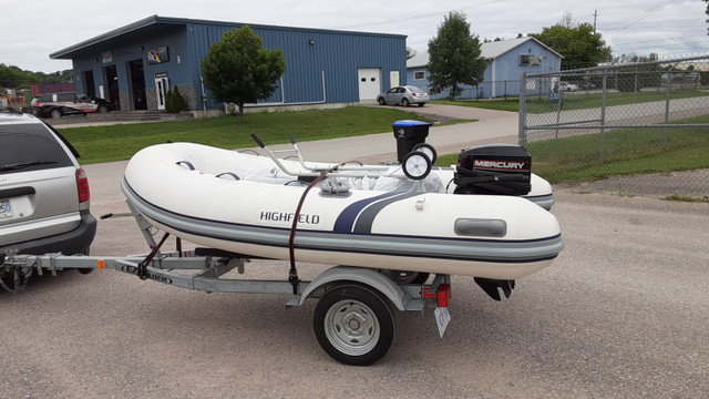 Highfield Inflatable boat with Galvanized Trailer & 8h Mercury in Other in St. Catharines