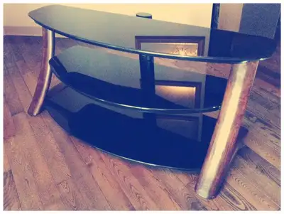 A sophisticated home for your audio/video system. Durable tempered glass shelves with smooth, polish...