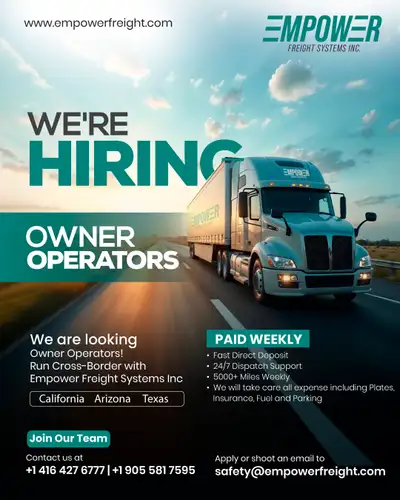 NOW HIRING OWNER OPERATORS – JOIN OUR GROWING TEAM! Are you an experienced Owner Operator looking fo...