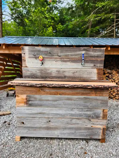 Hand built Outdoor Keg Bar! My husband and I made this keg bar by hand for our outdoor wedding in Au...