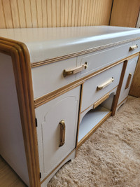 Refinished mcm buffet white and natural
