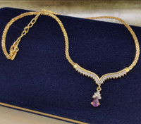 Vintage Amethyst and Gold Tone Necklace