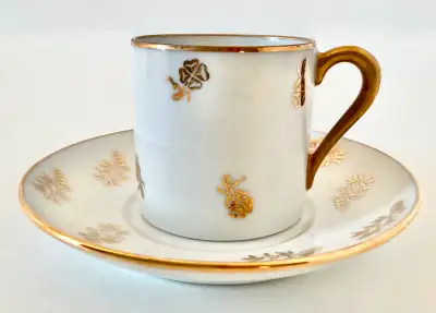 Antiquité 1950  Ensemble expresso tasse-soucope Limoges France, View more