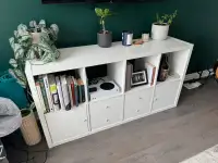 8 shelf Kallax system with 2 cupboards and 4 drawers 