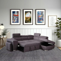 New 4-Piece Sectional Sofa with Storage Ottoman - Grey Big sale