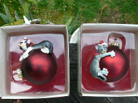 Glass Christmas animal Ornaments - Cat, Beagle, Schnauzer, ...
