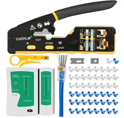 Crimper, Stripper and tester for 8P  RJ45, Cat5 and Cat 6, View more