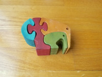 Wooden Mommy and Baby Elephant Puzzle
