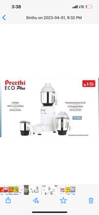 Brand New preethi steel Mixer grinder for Sale.