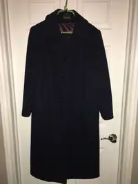 Women’s Full length dark blue wool coat size 13/14