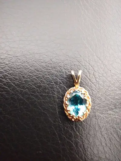 14k yellow gold sapphire pendant, View more