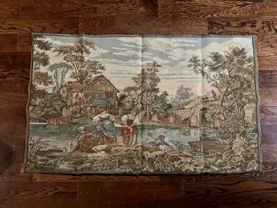Vintage  French Tapestry - Mill River, View more