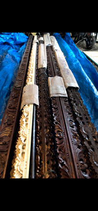 18 to 13 foot long Indonesian wood carved baseboards trim 