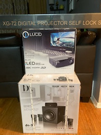 LED Smart Projector-Lucid XG-270, Surround Sound Speakers,Screen