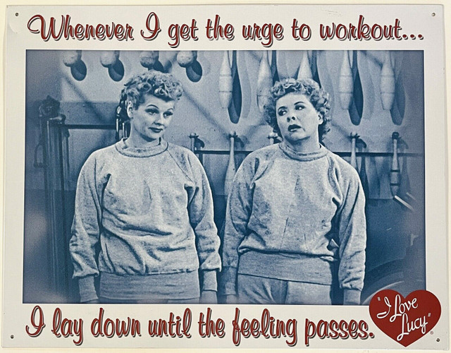 I Love Lucy Whenever I Get The Urge To Workout Metal Wall Hanger in Arts & Collectibles in Charlottetown