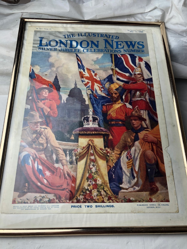 LARGE VINTAGE 1935 FRAMED SILVER JUBILEE POSTER #M0461 in Arts & Collectibles in Edmonton
