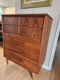 Walnut Tall Dresser 1960s Fully Refinished