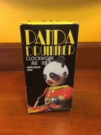Vintage Collectible Panda Drummer Clockwork Wind-Up Tin Toy Key