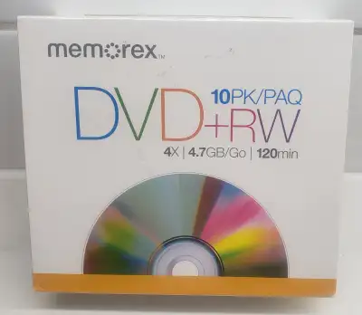 Memorex DVD-RW 4.7GB 4x Discs 10-Pack Large Storage Blank Media