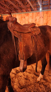 Western rawhide saddle