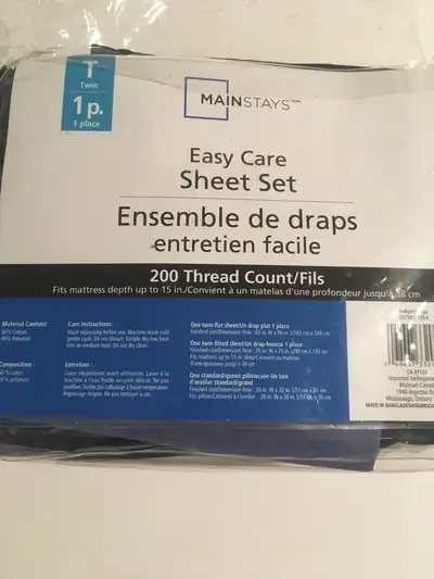 Mainstays twin sheet set (new), View more