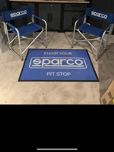 Brand new sparco pit station with directors chairs and pit mat . This was an expensive set came from...